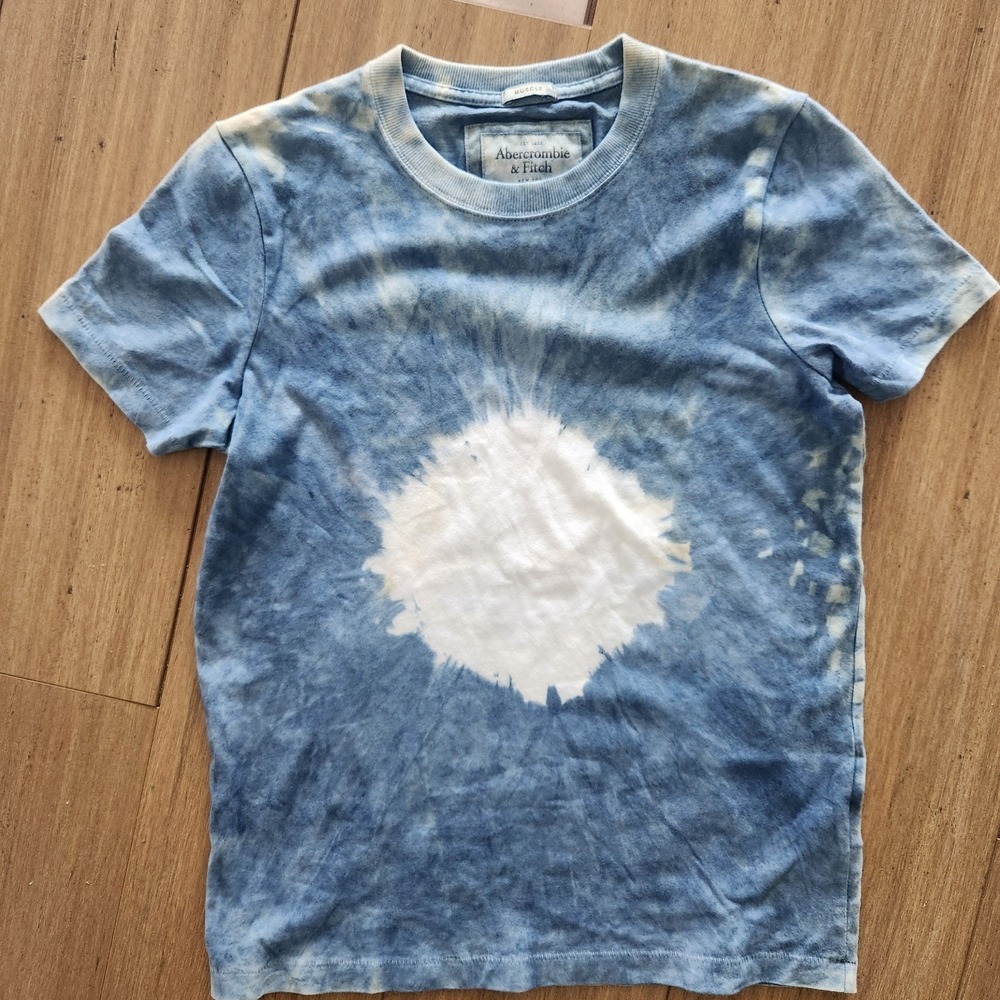 Abercrombie & Fitch Women S Muscle Tie Dye T-Shirt Blue New York Logo Soft Af